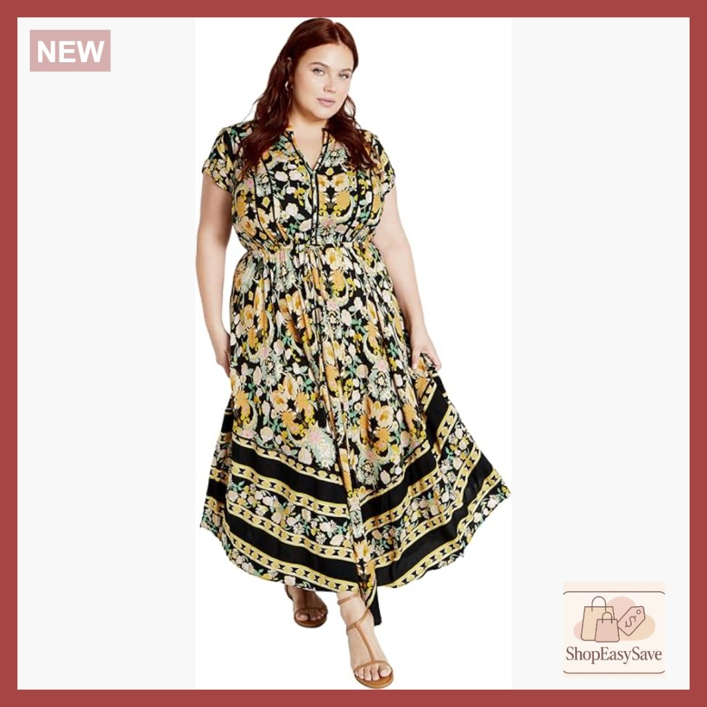 Maxi Dress Elegant V-Neck Short Sleeve Waist Tie Tassel Details Lightweight